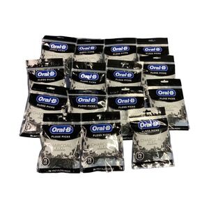 Oral-B Charcoal Mint 75 Floss Picks Each Lot Of 15 Packs New